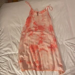 Coral and white super soft and light tie dye dress